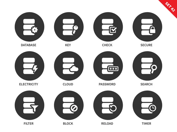 Iconos de base de datos sobre fondo blanco — Archivo Imágenes Vectoriales