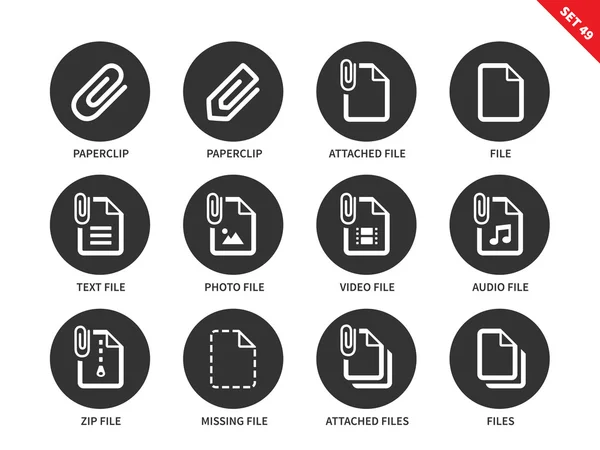 Fichier attaché icônes sur fond blanc — Image vectorielle