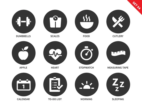 Iconos de fitness sobre fondo blanco — Vector de stock