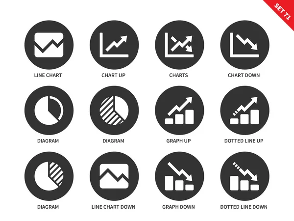 Line chart icons on white background — Stock Vector