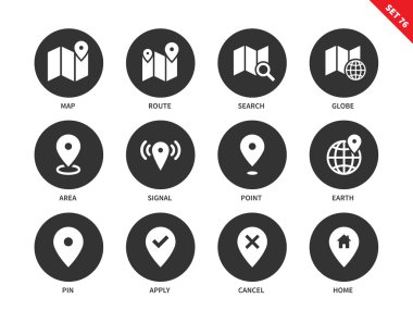 Beyaz arka plan harita simgeleri