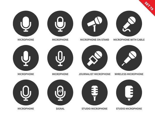 Iconos de micrófono sobre fondo blanco — Vector de stock