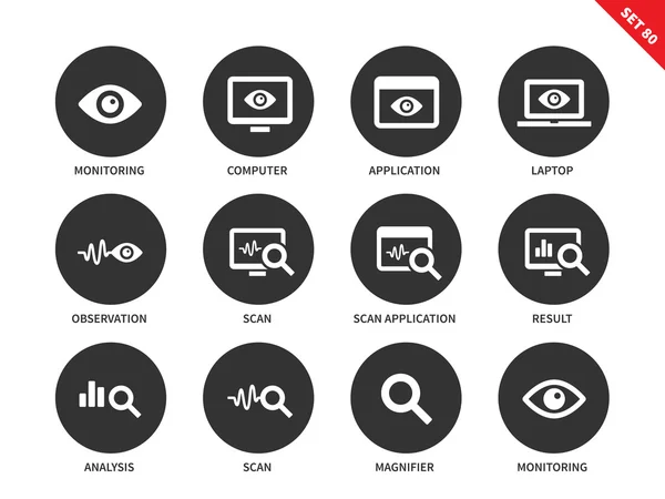 Monitoring icons on white background — Stockový vektor