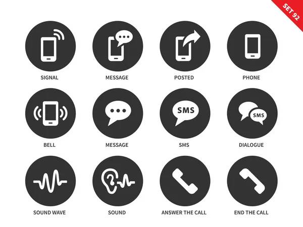 Mobiele telefoon pictogrammen op witte achtergrond — Stockvector