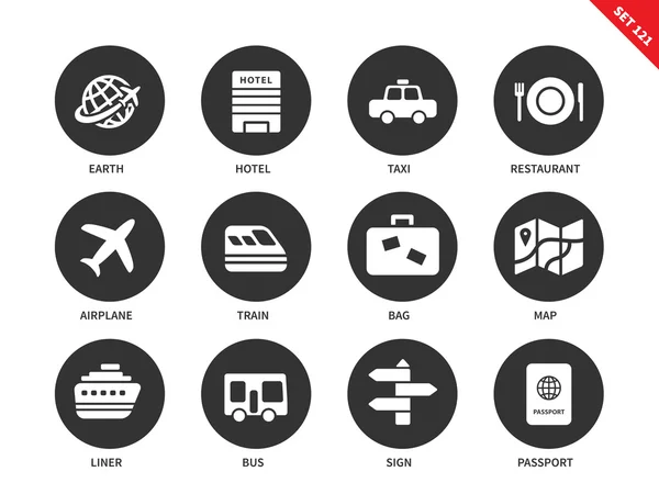 Icone di viaggio su sfondo bianco — Vettoriale Stock