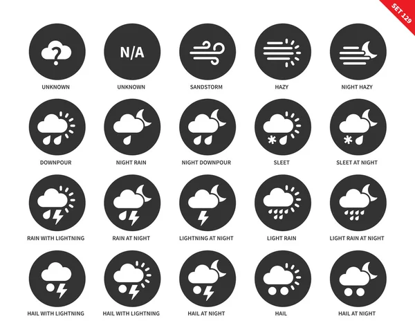 Weerpictogrammen op witte achtergrond — Stockvector