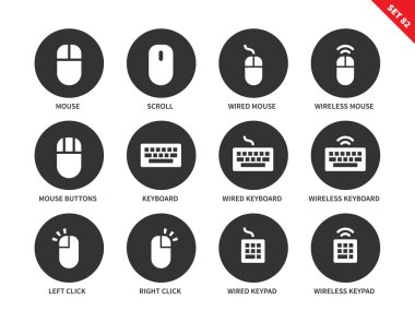 beyaz zemin üzerinde fare ve klavye simgeleri