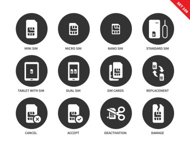 Beyaz arka planda sim kart simgeleri