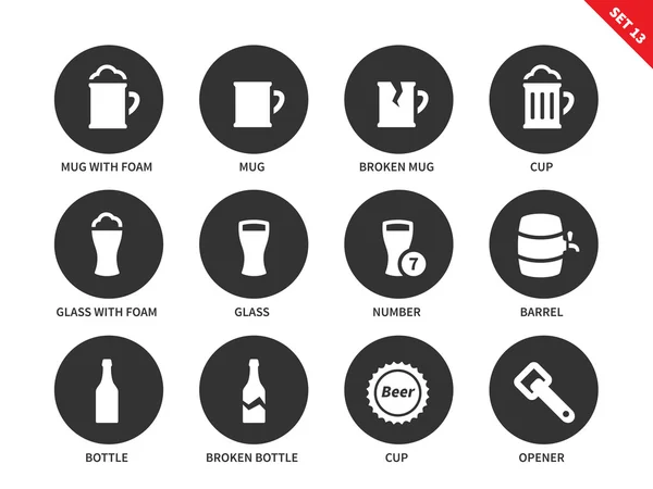 Iconos de cerveza y bebida sobre fondo blanco — Vector de stock