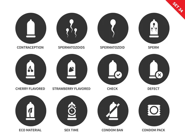 Preservativos ícones no fundo branco — Vetor de Stock