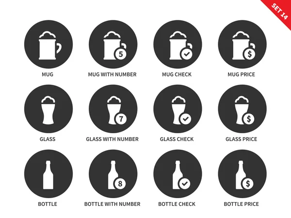 Bière et boire des icônes sur fond blanc — Image vectorielle