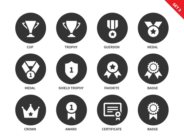 Prijzen en Awards iconen op witte achtergrond — Stockvector