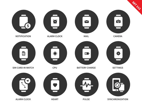 Iconos de smartwatch modernos sobre fondo blanco — Vector de stock