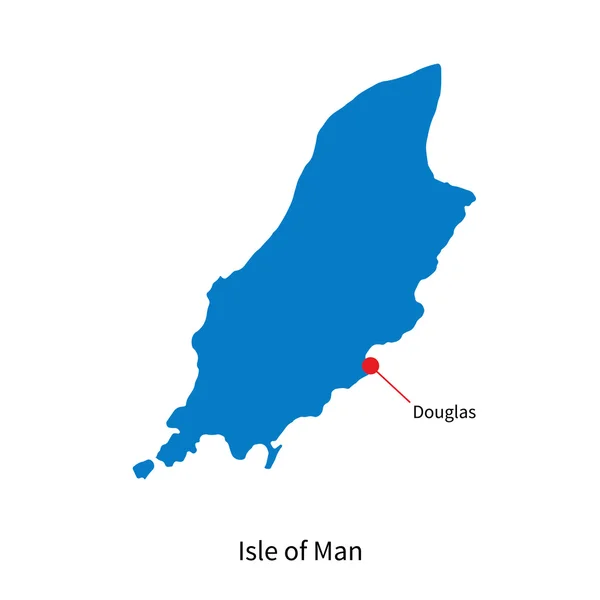 Mapa vetorial detalhado Ilha de Man e capital Douglas — Vetor de Stock