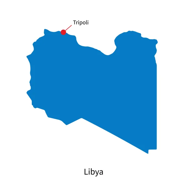 Mappa vettoriale dettagliata della Libia e della capitale Tripoli — Vettoriale Stock