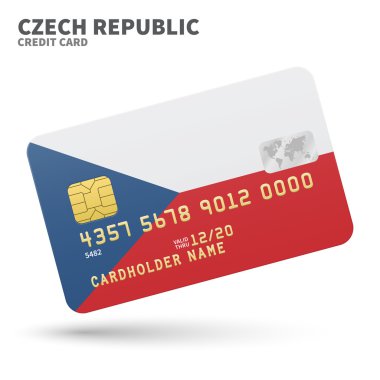 Banka, sunumlar ve iş için Çek Cumhuriyeti bayrak arka plan ile Kredi kartı. Beyaz üzerine izole