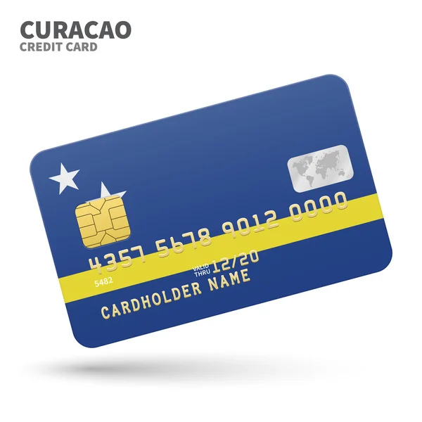 Kreditkarte mit Curaçao Flagge Hintergrund für Bank, Präsentationen und Geschäft. isoliert auf weiß — Stockvektor