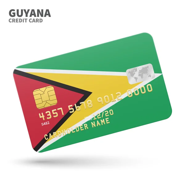 Kreditkarte mit Guyana-Flagge Hintergrund für Bank, Präsentationen und Geschäft. isoliert auf weiß — Stockvektor