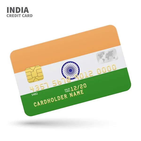 Credit card with India flag background for bank, presentations and business. Isolated on white — Stock Vector