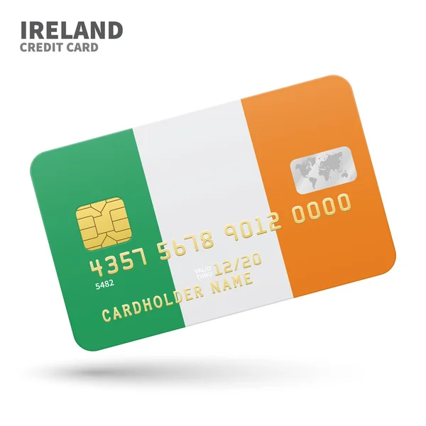 信用卡与爱尔兰国旗背景的银行，演示文稿和业务。隔离在白色上 — 图库矢量图片