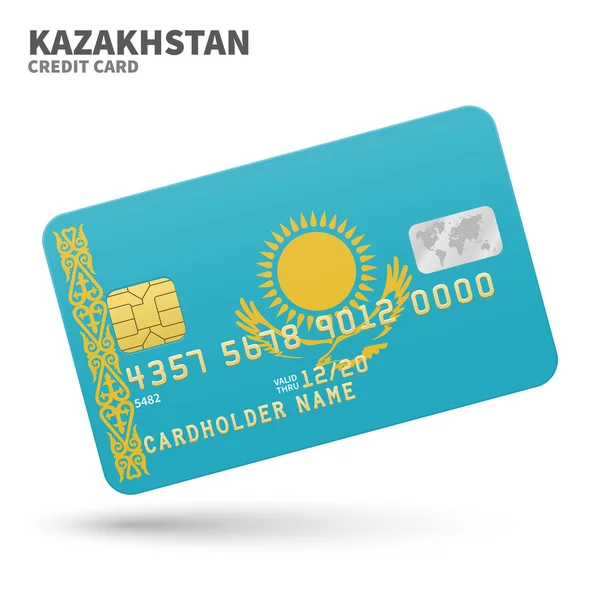 Кредитної картки з Казахстан прапор фоном для банку, презентацій та ділових. Ізольовані на білому — стоковий вектор