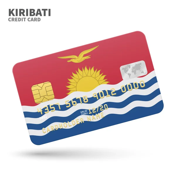 銀行、プレゼンテーション、ビジネスのキリバス共和国旗とクレジット カードです。白で隔離 — ストックベクタ