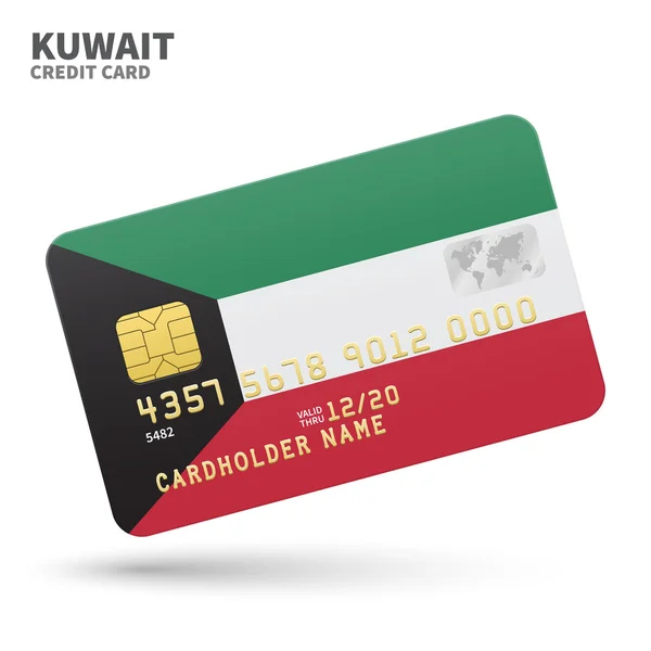 Kreditkarte mit Kuwait-Flagge Hintergrund für Bank, Präsentationen und Geschäft. isoliert auf weiß — Stockvektor