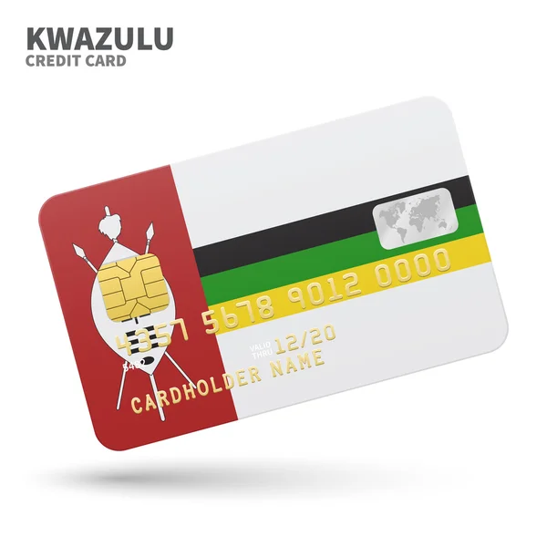 Creditcard met Kwazulu vlag achtergrond voor de bank, presentaties en zakelijke. Geïsoleerd op wit — Stockvector