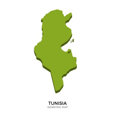 Tunus detaylı vektör illüstrasyonisometrik harita