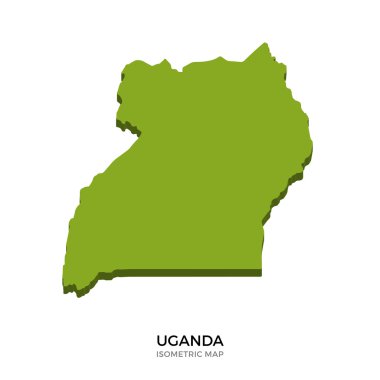 Uganda detaylı vektör illüstrasyonisometrik harita