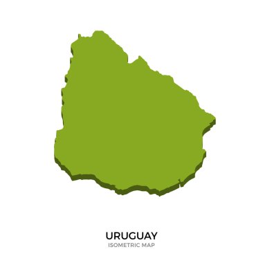 Uruguay detaylı vektör illüstrasyonisometrik haritası