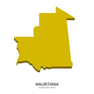 Moritanya detaylı vektör illüstrasyonisometrik harita