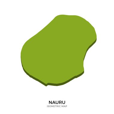 Nauru detaylı vektör illüstrasyonunun izometrik haritası