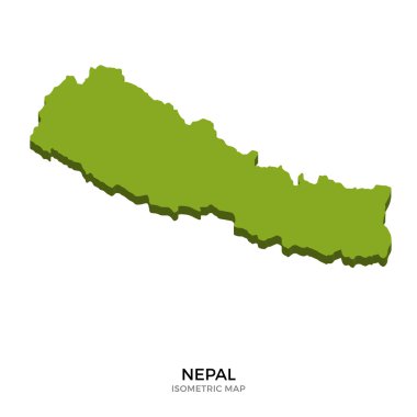 Nepal detaylı vektör illüstrasyonisometrik harita