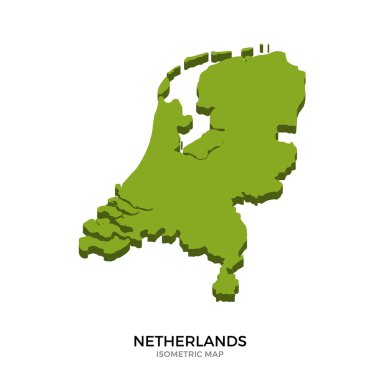 Hollanda detaylı vektör illüstrasyonisometrik haritası