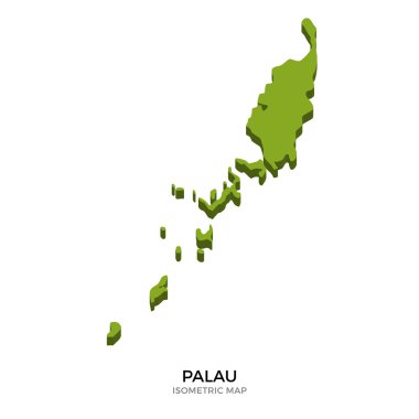 Palau detaylı vektör illüstrasyonisometrik harita