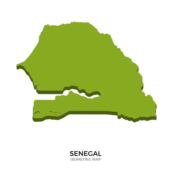 Izometrická mapa podrobné vektorové ilustrace Senegalu — Stockový vektor