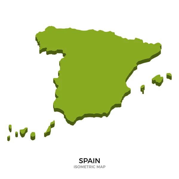 Mappa isometrica della Spagna dettagliata illustrazione vettoriale — Vettoriale Stock