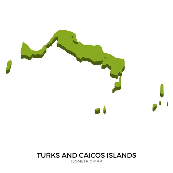 Isometric map of Turks and Caicos Islands detailed vector illustration — Stock Vector