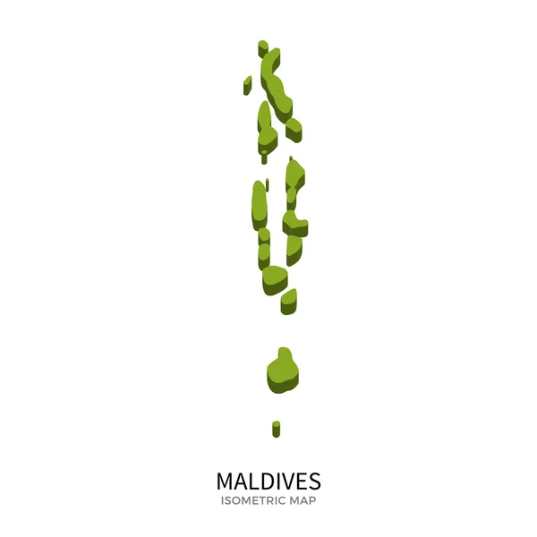 Mapa izometryczna Malediwy szczegółowy rysunek wektorowy — Wektor stockowy