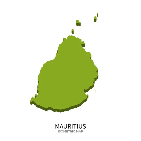 Mauritius detaylı vektör illüstrasyonunun izometrik haritası — Stok Vektör