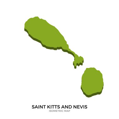 Saint Kitts ve Nevis detaylı vektör illüstrasyonisometrik harita