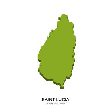 Saint Lucia detaylı vektör illüstrasyonisometrik haritası