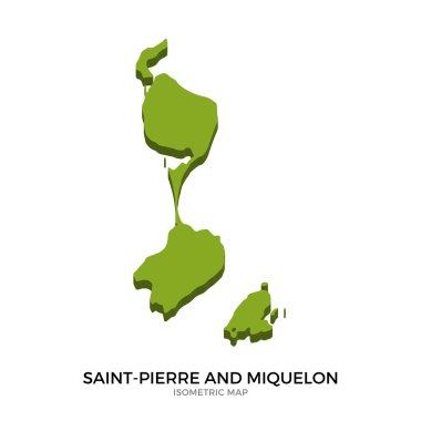 Saint-Pierre ve Miquelon detaylı vektör illüstrasyonisometrik harita