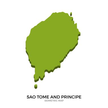 Sao Tome ve Principe detaylı vektör illüstrasyonunun izometrik haritası