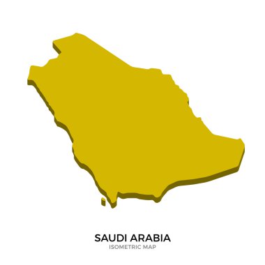 Suudi Arabistan detaylı vektör illüstrasyonisometrik harita