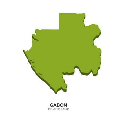 Gabon detaylı vektör illüstrasyonisometrik harita
