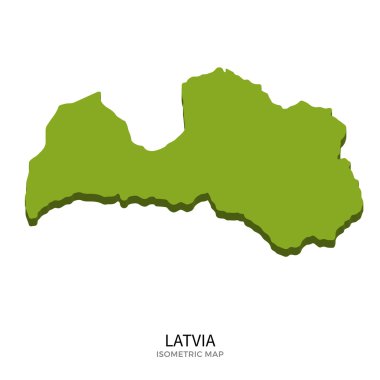 Letonya'nın izometrik haritası detaylı vektör illüstrasyonu