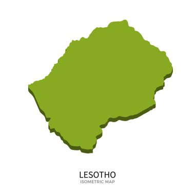 Lesotho detaylı vektör illüstrasyonunun izometrik haritası