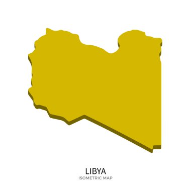 Libya detaylı vektör illüstrasyonisometrik haritası